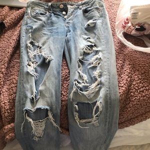 Distressed mom jeans